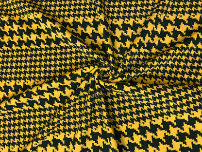 Black Mustard Double Size Houndstooth Liverpool Fabric