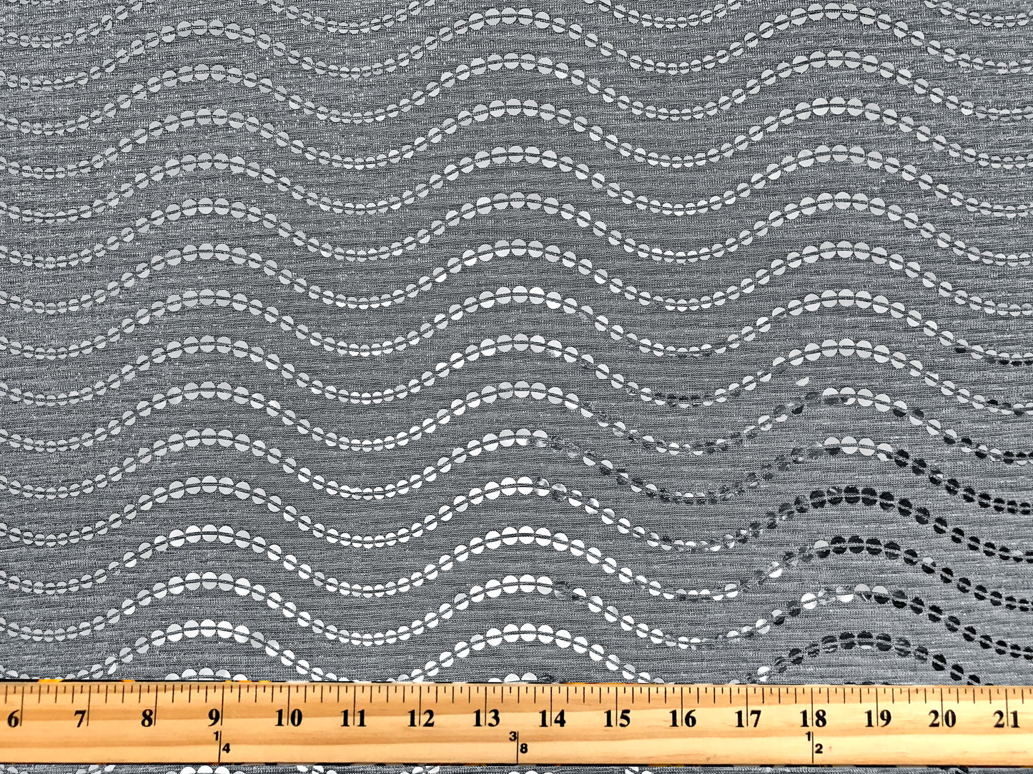 Mesh Fabric| Metallic Silver-White Sequins| MHCSQ05| Non-Stretch Fabric