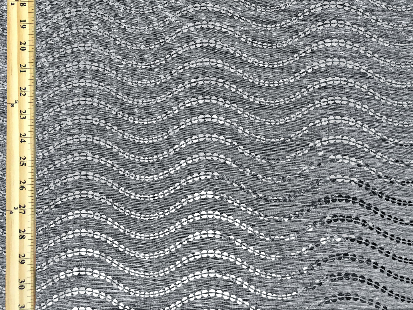 Mesh Fabric| Metallic Silver-White Sequins| MHCSQ05| Non-Stretch Fabric