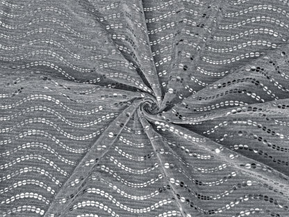 Mesh Fabric| Metallic Silver-White Sequins| MHCSQ05| Non-Stretch Fabric