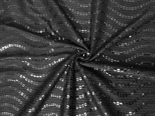 Mesh Fabric| Metallic Black Sequins|MHCSQ01| Non-Stretch Fabric