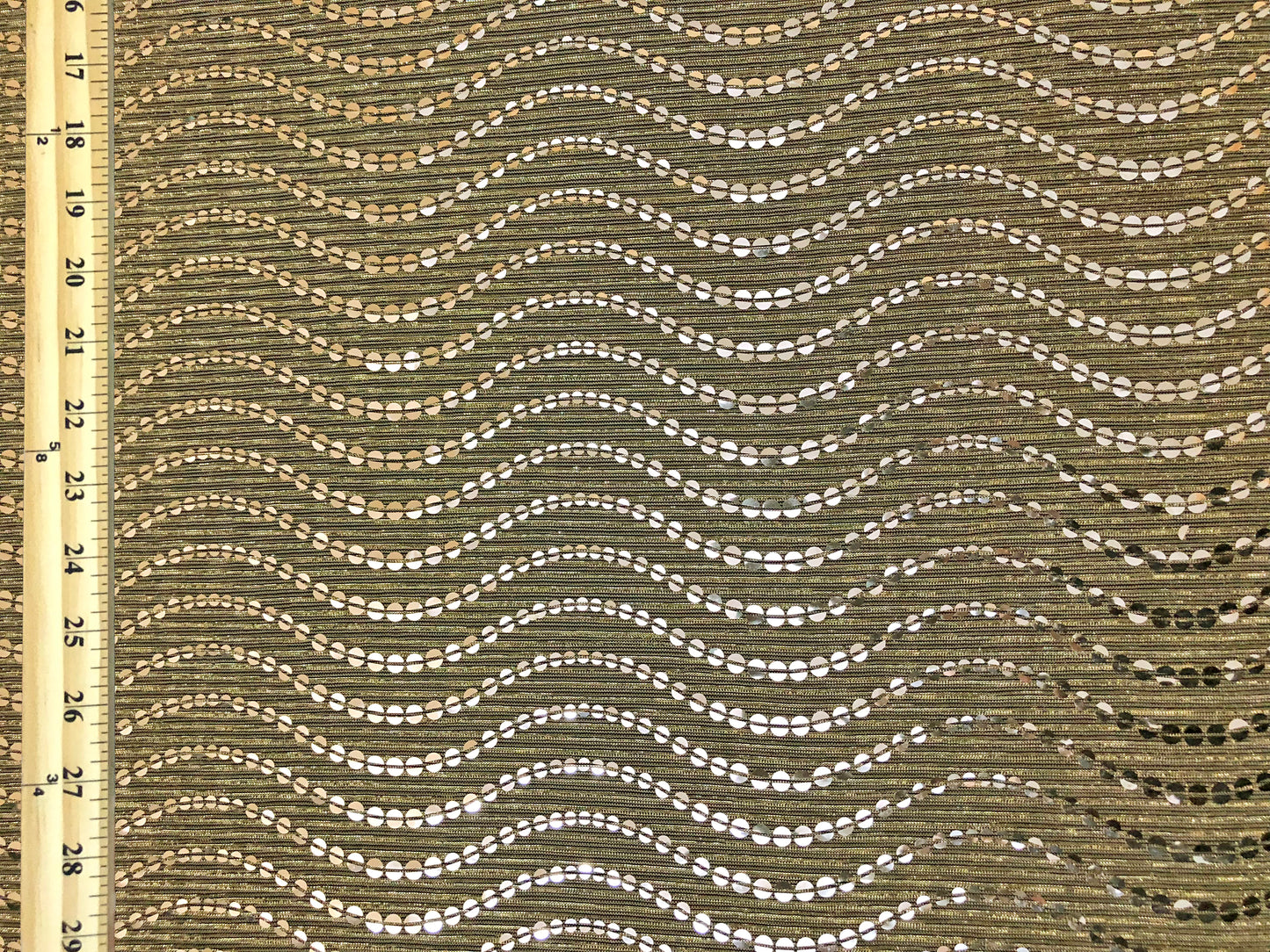 Mesh Fabric| Metallic Gold Sequins| MHCSQ03| Non-Stretch Fabric