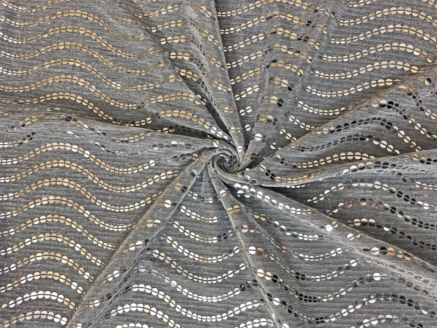 Mesh Fabric| Metallic Silver Sequins| MHCSQ02| Non-Stretch Fabric