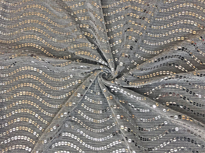 Mesh Fabric| Metallic Silver Sequins| MHCSQ02| Non-Stretch Fabric