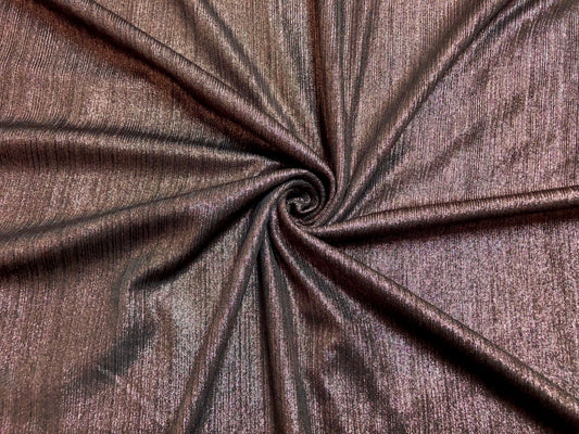 Rose Gold Shimmer Rib Knit Fabric – 4-Way Stretch, 58" Wide, Poly-Spandex, Soft & Textured, Sold by the Yard (CKLK01)