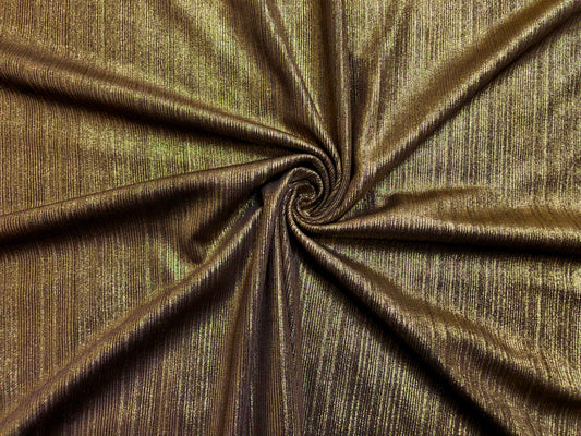 Gold Shimmer Rib Knit Fabric – 4-Way Stretch, 58" Wide, Poly-Spandex, Soft & Textured, Sold by the Yard (CKLK02)