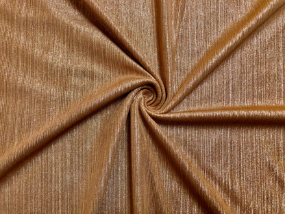 Copper Shimmer Rib Knit Fabric – 4-Way Stretch, 58" Wide, Poly-Spandex, Soft & Textured, Sold by the Yard (CKLK03)
