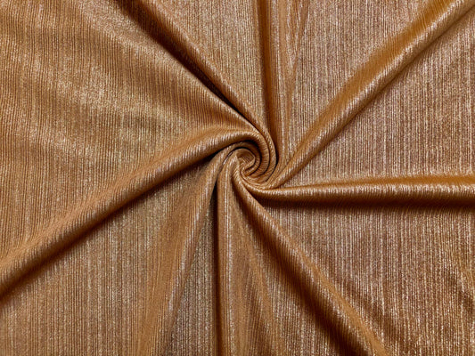 Copper Shimmer Rib Knit Fabric – 4-Way Stretch, 58" Wide, Poly-Spandex, Soft & Textured, Sold by the Yard (CKLK03)