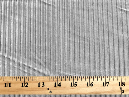 Ribbed Stretch Velvet – Silver Pearl, Sculpted Ribs & Luxe Sheen, 58″ Wide, 2-Way Stretch, 94/6 Poly-Spandex – Sold by the Yard (RBVC01)