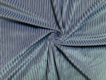 Ribbed Stretch Velvet – Steel Blue, Sculpted Ribs & Luxe Sheen, 58″ Wide, 2-Way Stretch, 94/6 Poly-Spandex – Sold by the Yard (RBVC02)