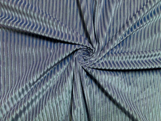Ribbed Stretch Velvet – Steel Blue, Sculpted Ribs & Luxe Sheen, 58″ Wide, 2-Way Stretch, 94/6 Poly-Spandex – Sold by the Yard (RBVC02)
