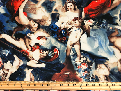 Premium ITY Knit Fabric — Renaissance Cherubs Tapestry — 95/5 Poly Spandex, 4-Way Stretch, 58" Wide — By the Yard (ITYPR02)