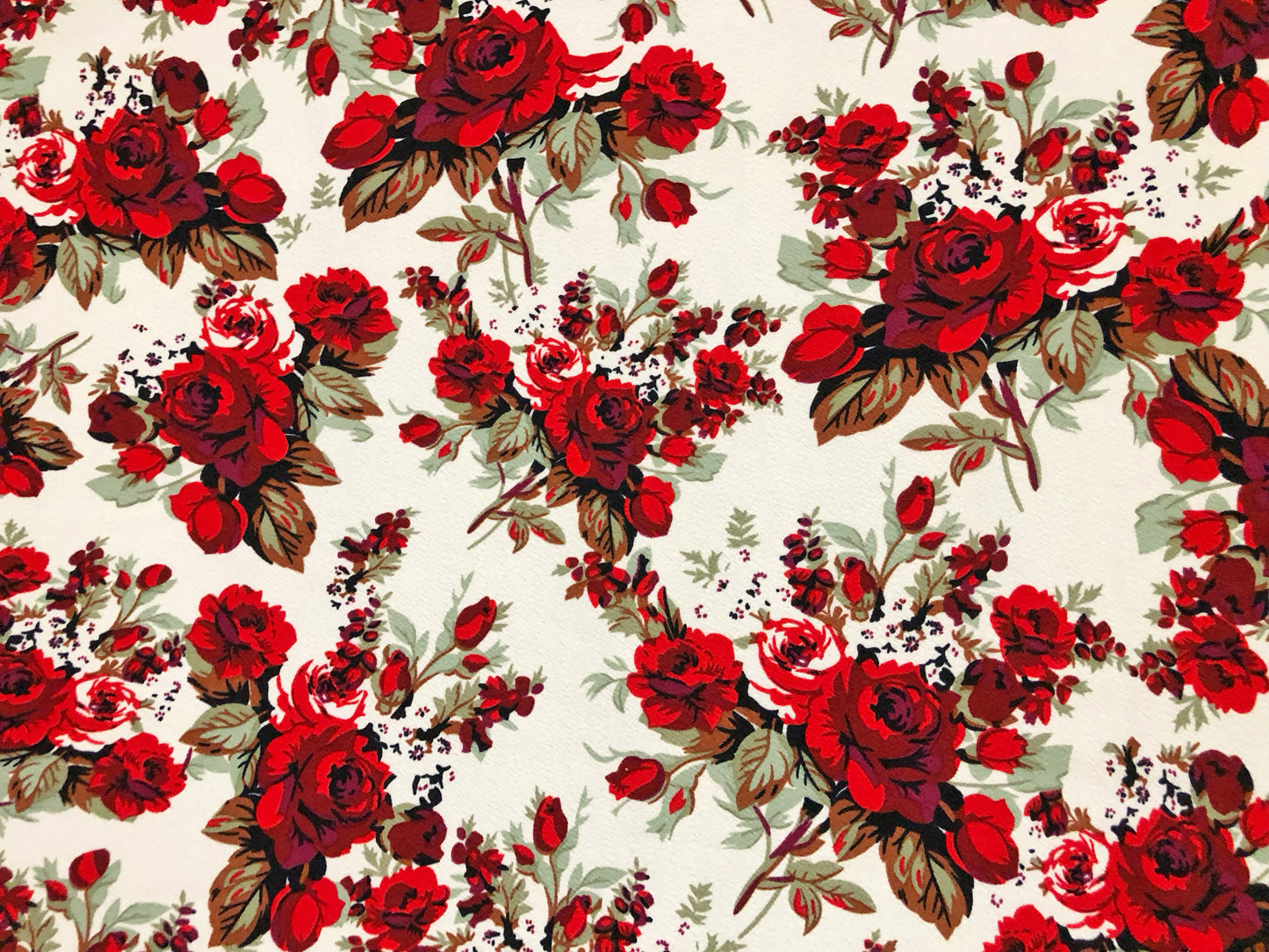 Liverpool Knit Fabric – Red Rose Bouquet – 4 Way Stretch, 58” Wide, 200 GSM, By the Yard (LVPR362)