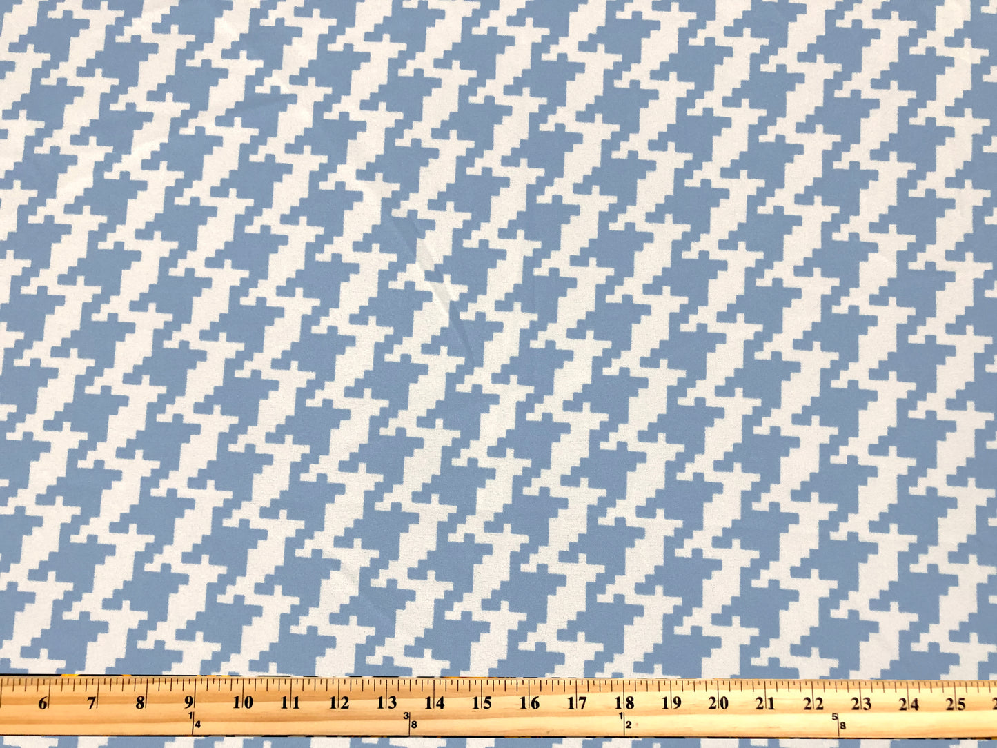 Techno Crepe Printed Fabric-Indigo White Houndstooth-TCRP080-Sold by the Yard