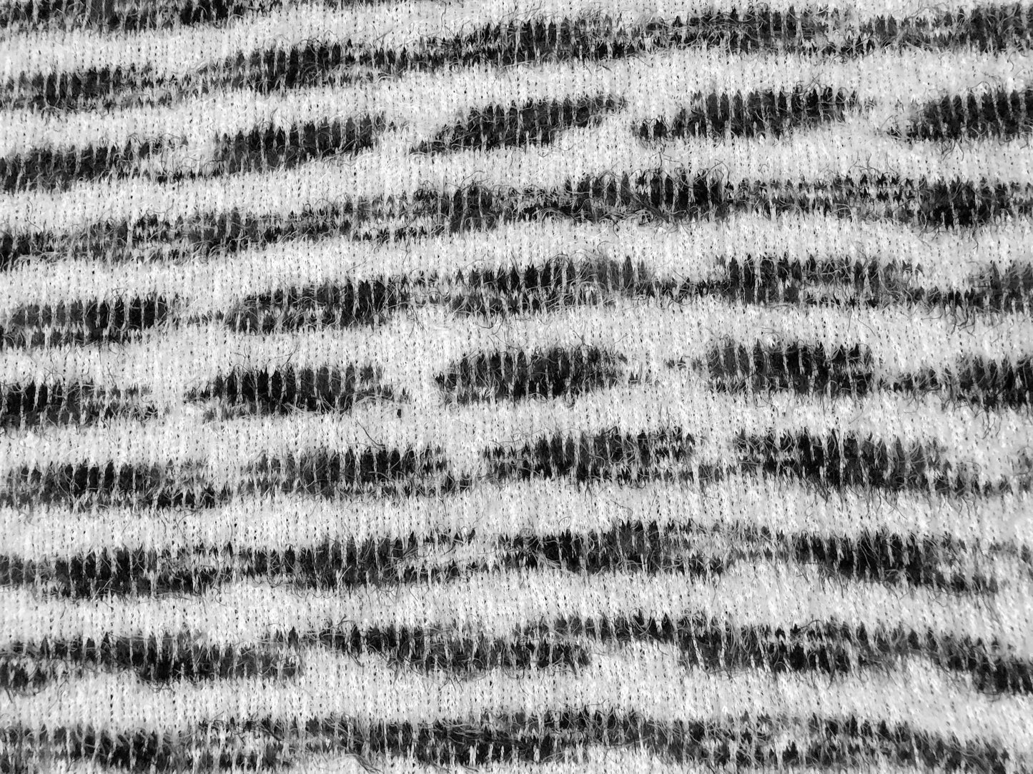 Poly Chenille Mohair Fabric-Ivory Black Stripes-CHMBPR005-Brushed Fabric-Sweater Fabric-Sold by the Yard