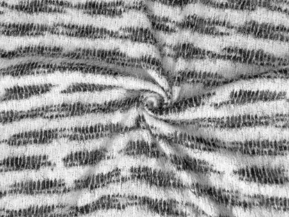 Poly Chenille Mohair Fabric-Ivory Black Stripes-CHMBPR005-Brushed Fabric-Sweater Fabric-Sold by the Yard