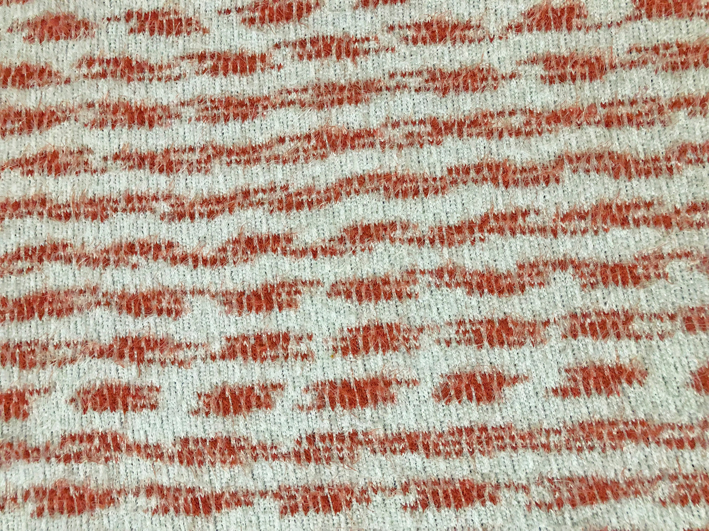 Poly Chenille Mohair Fabric-Ivory Brick Stripes-CHMBPR001-Brushed Fabric-Sweater Fabric-Sold by the Yard