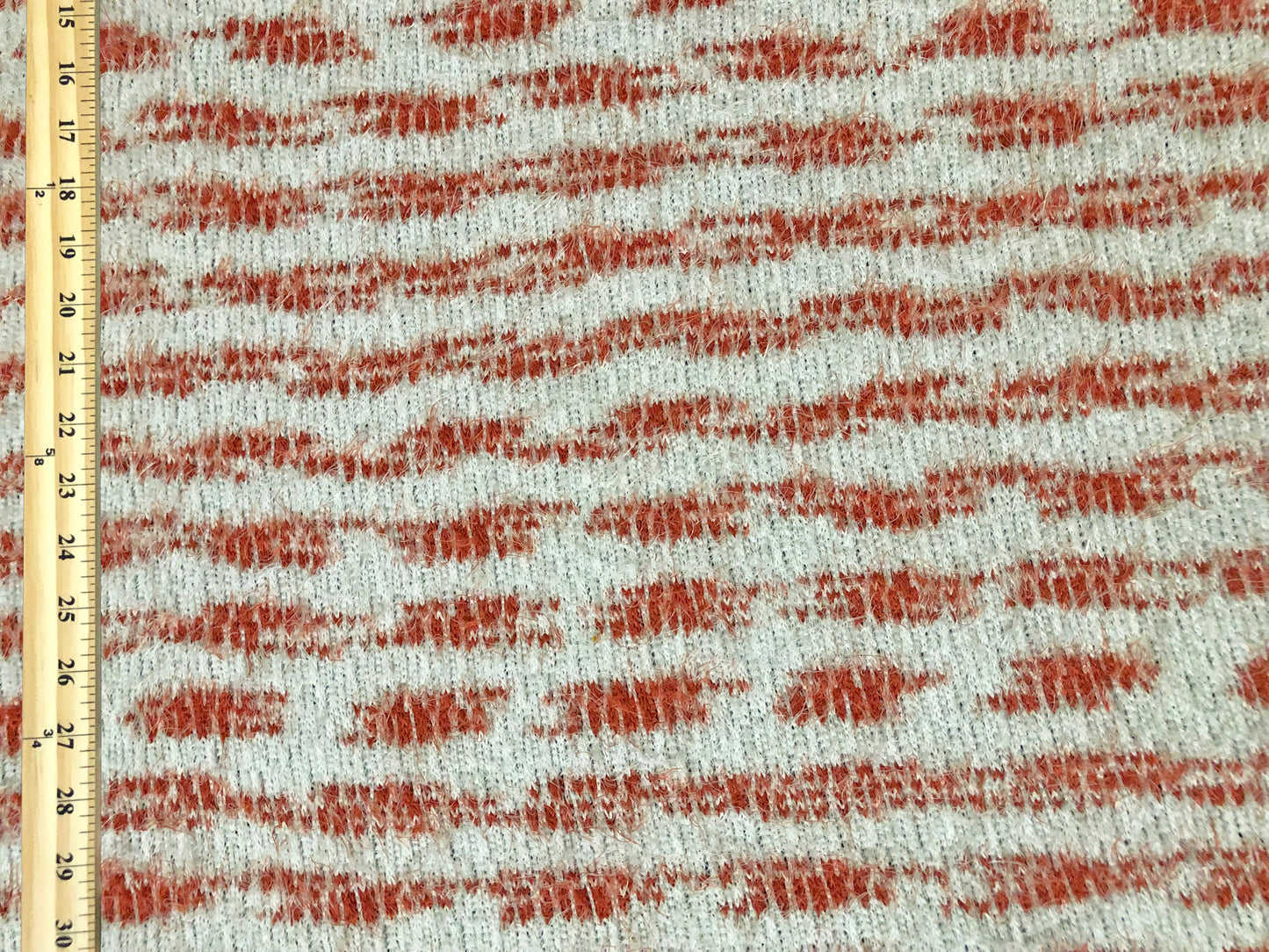 Poly Chenille Mohair Fabric-Ivory Brick Stripes-CHMBPR001-Brushed Fabric-Sweater Fabric-Sold by the Yard