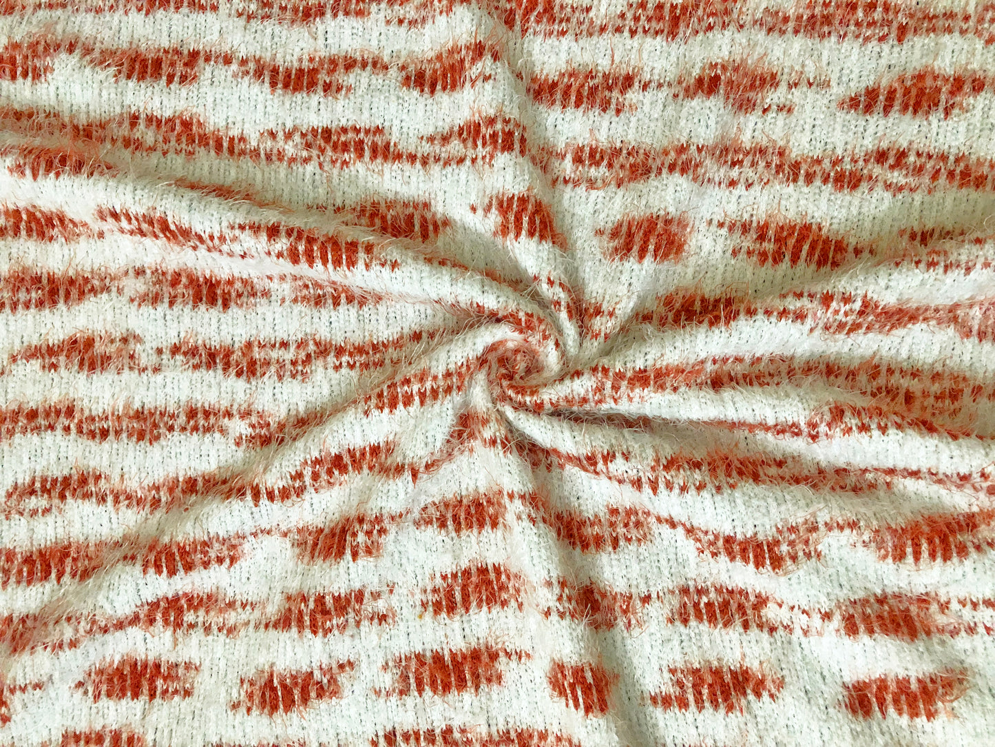 Poly Chenille Mohair Fabric-Ivory Brick Stripes-CHMBPR001-Brushed Fabric-Sweater Fabric-Sold by the Yard