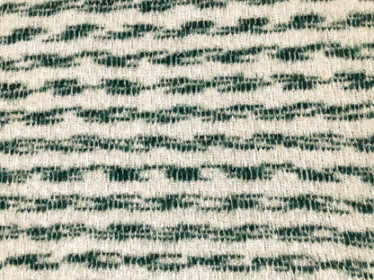 Poly Chenille Mohair Fabric-Ivory Hunter Green Stripes-CHMBPR004-Brushed Fabric-Sweater Fabric-Sold by the Yard