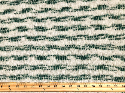 Poly Chenille Mohair Fabric-Ivory Hunter Green Stripes-CHMBPR004-Brushed Fabric-Sweater Fabric-Sold by the Yard