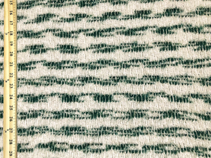 Poly Chenille Mohair Fabric-Ivory Hunter Green Stripes-CHMBPR004-Brushed Fabric-Sweater Fabric-Sold by the Yard