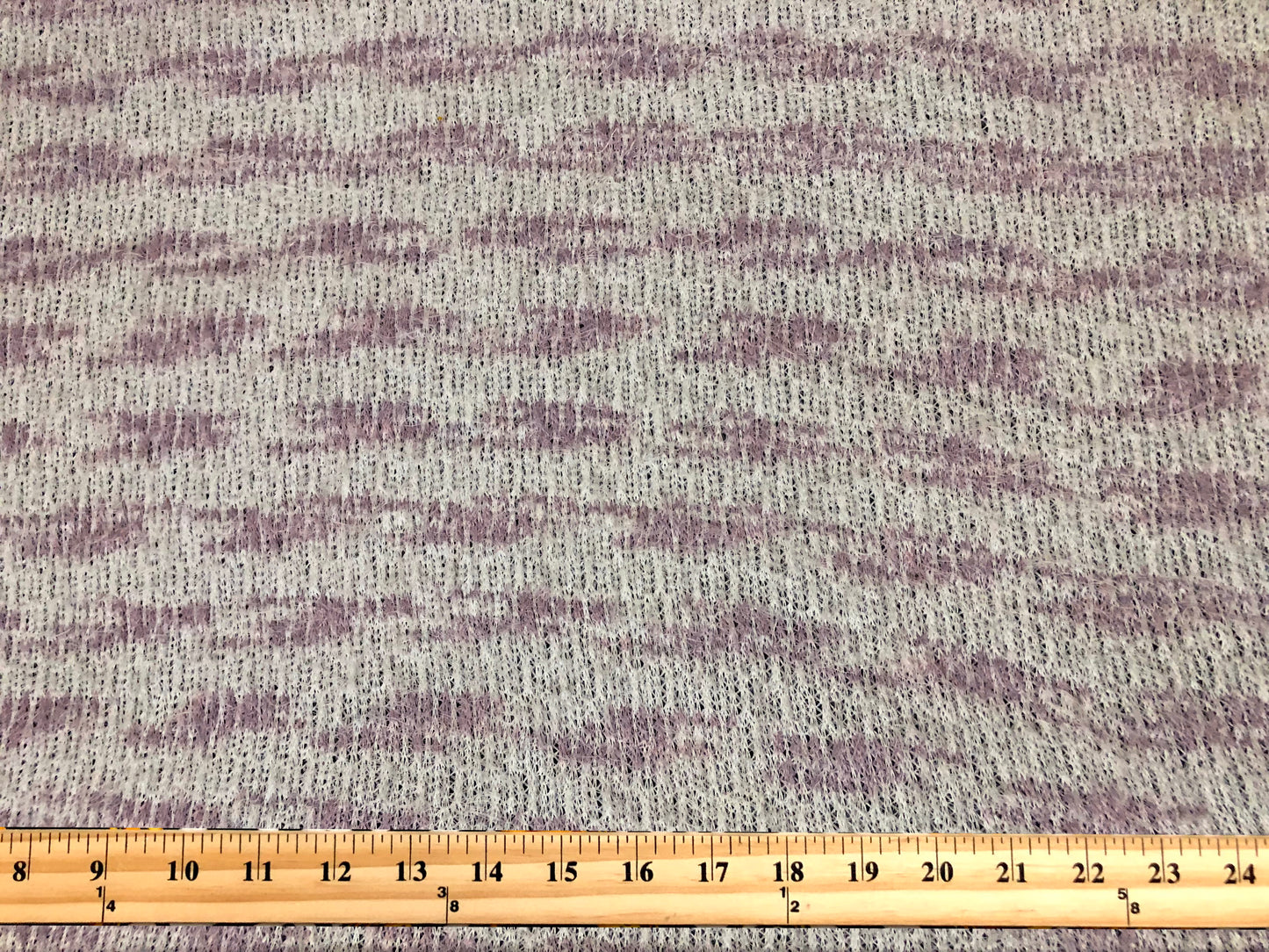 Poly Chenille Mohair Fabric-Ivory Lavender Stripes-CHMBPR003-Brushed Fabric-Sweater Fabric-Sold by the Yard