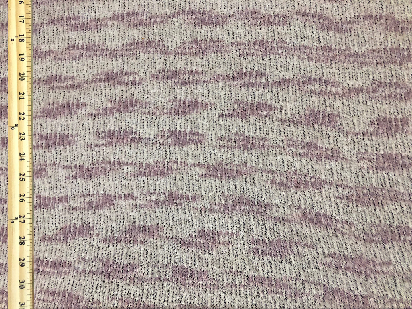 Poly Chenille Mohair Fabric-Ivory Lavender Stripes-CHMBPR003-Brushed Fabric-Sweater Fabric-Sold by the Yard