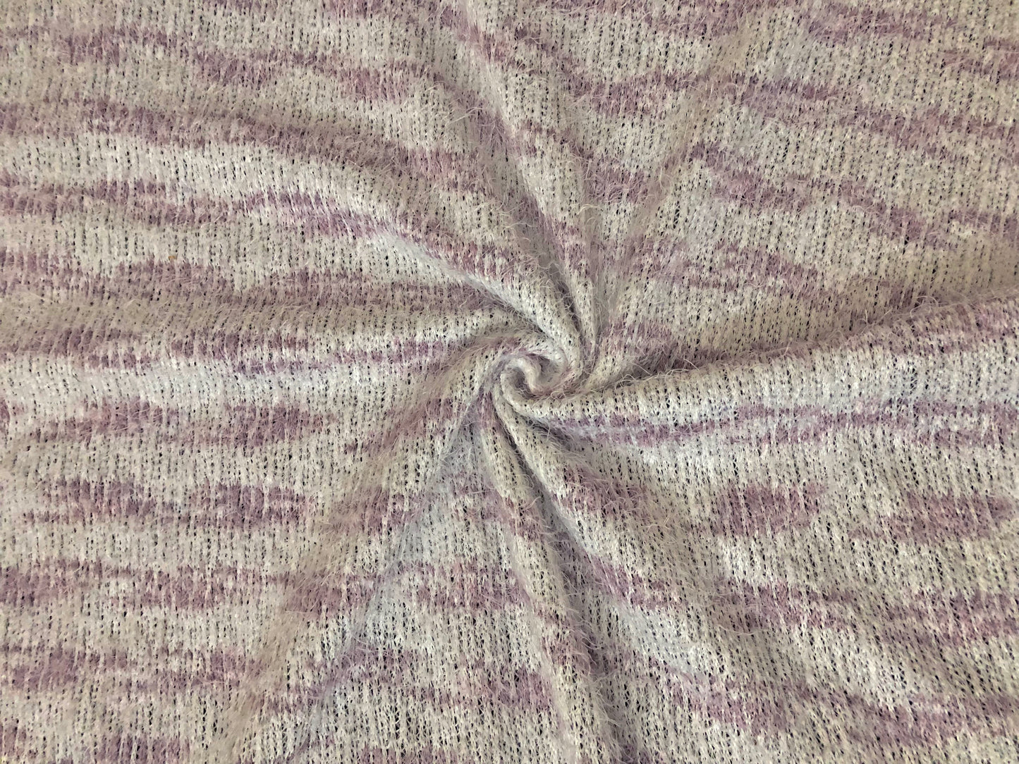 Poly Chenille Mohair Fabric-Ivory Lavender Stripes-CHMBPR003-Brushed Fabric-Sweater Fabric-Sold by the Yard