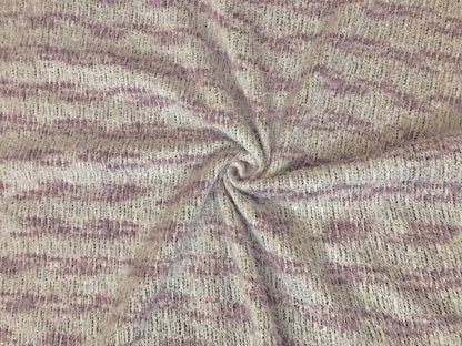 Poly Chenille Mohair Fabric-Ivory Lavender Stripes-CHMBPR003-Brushed Fabric-Sweater Fabric-Sold by the Yard