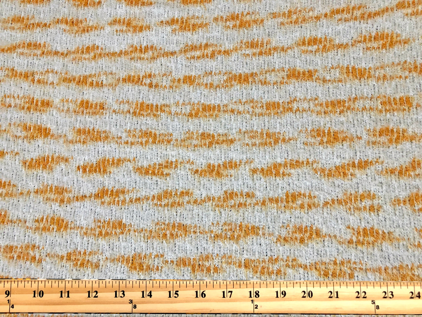 Poly Chenille Mohair Fabric-Ivory Yellow Stripes-CHMBPR002-Brushed Fabric-Sweater Fabric-Sold by the Yard