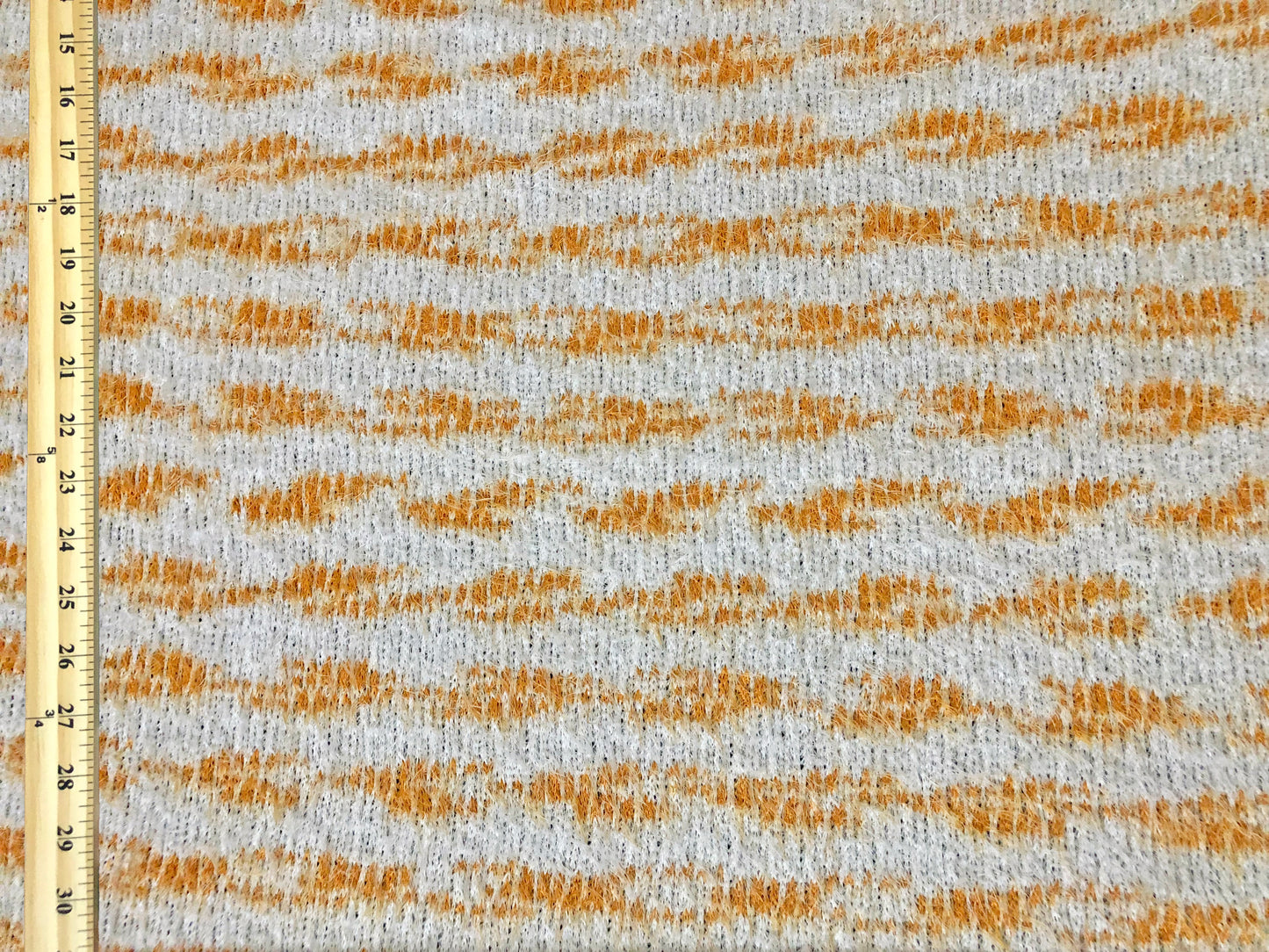 Poly Chenille Mohair Fabric-Ivory Yellow Stripes-CHMBPR002-Brushed Fabric-Sweater Fabric-Sold by the Yard