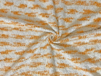 Poly Chenille Mohair Fabric-Ivory Yellow Stripes-CHMBPR002-Brushed Fabric-Sweater Fabric-Sold by the Yard