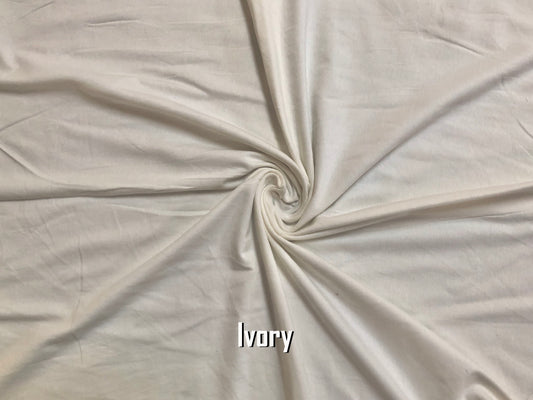 Cotton Spandex Jersey Fabric-Ivory Solid Color-CSJC014-Sold by the Bulk