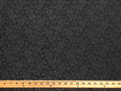 Premium Lace Fabric — Deep Black Bordeaux Blossom Floral Scroll — 95% Poly, 5% Spandex — 4-Way Stretch, 52" Wide — By the Yard (LCKPR02)
