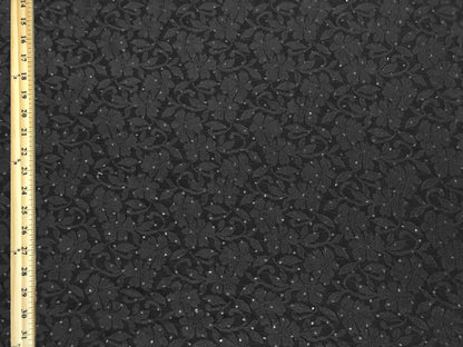 Premium Lace Fabric — Deep Black Bordeaux Blossom Floral Scroll — 95% Poly, 5% Spandex — 4-Way Stretch, 52" Wide — By the Yard (LCKPR02)