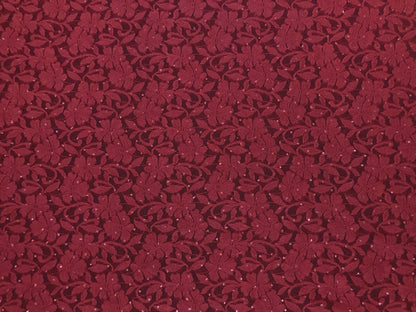 Premium Lace Fabric — Burgundy Bordeaux Blossom Floral Scroll — 95% Poly, 5% Spandex — 4-Way Stretch, 52" Wide — By the Yard (LCKPR01)