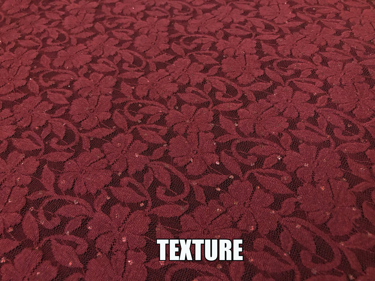 Premium Lace Fabric — Burgundy Bordeaux Blossom Floral Scroll — 95% Poly, 5% Spandex — 4-Way Stretch, 52" Wide — By the Yard (LCKPR01)