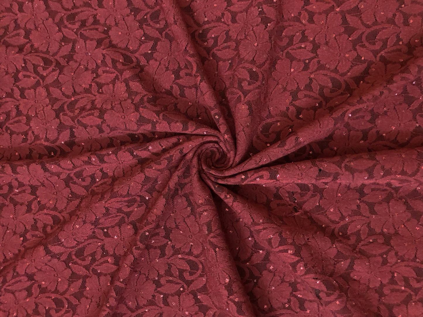 Premium Lace Fabric — Burgundy Bordeaux Blossom Floral Scroll — 95% Poly, 5% Spandex — 4-Way Stretch, 52" Wide — By the Yard (LCKPR01)