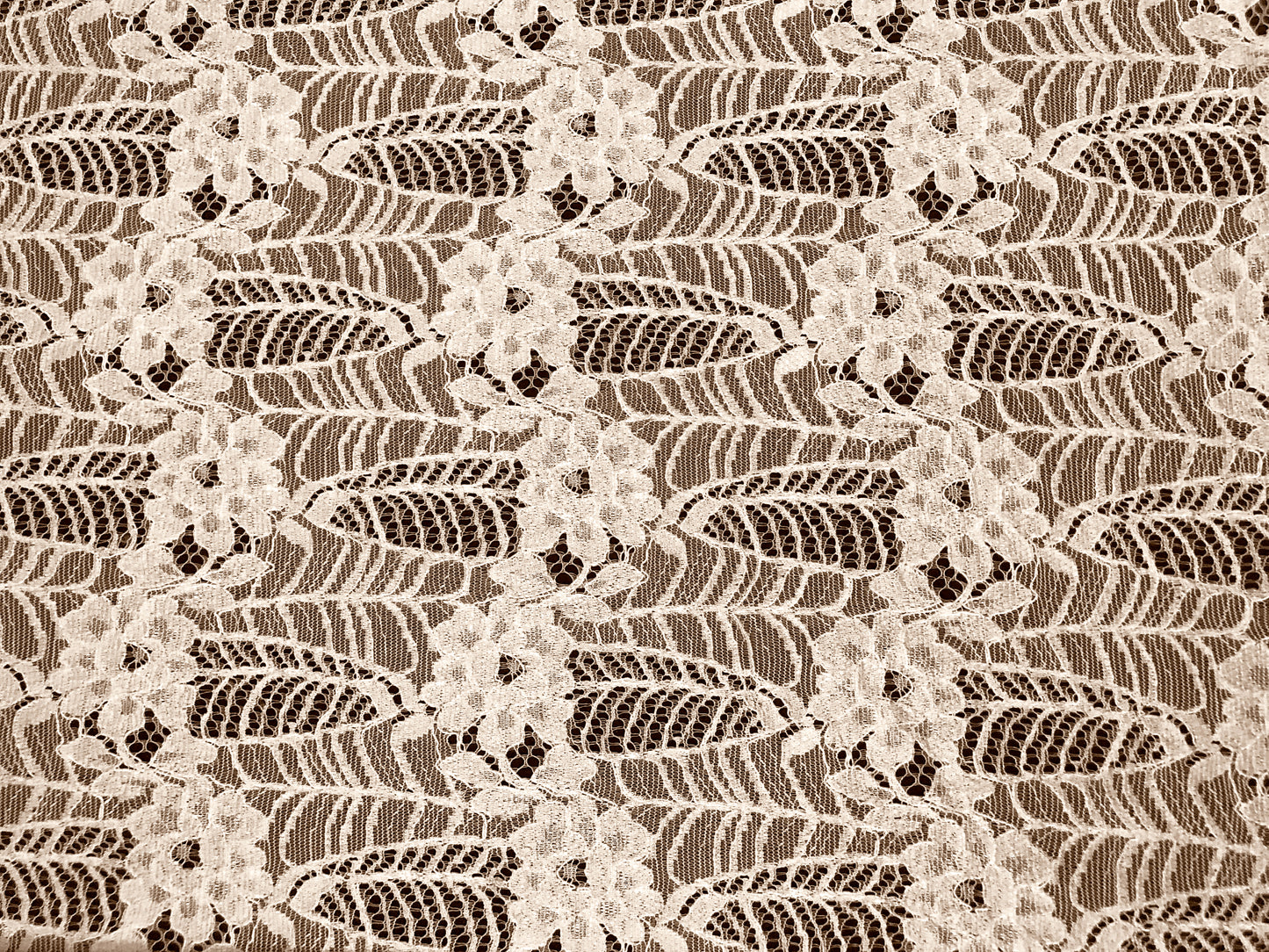 Premium Floral Lace Fabric — Champagne Rosevine (Roses & Leaves) — 100% Polyester, No Stretch, 54" Wide — By the Yard (PLCPR01)
