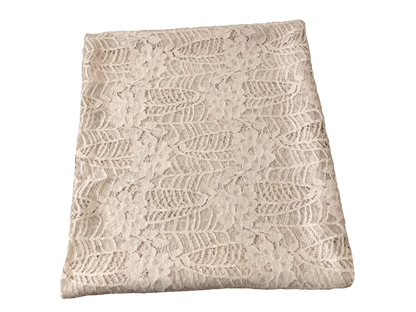 Premium Floral Lace Fabric — Champagne Rosevine (Roses & Leaves) — 100% Polyester, No Stretch, 54" Wide — By the Yard (PLCPR01)