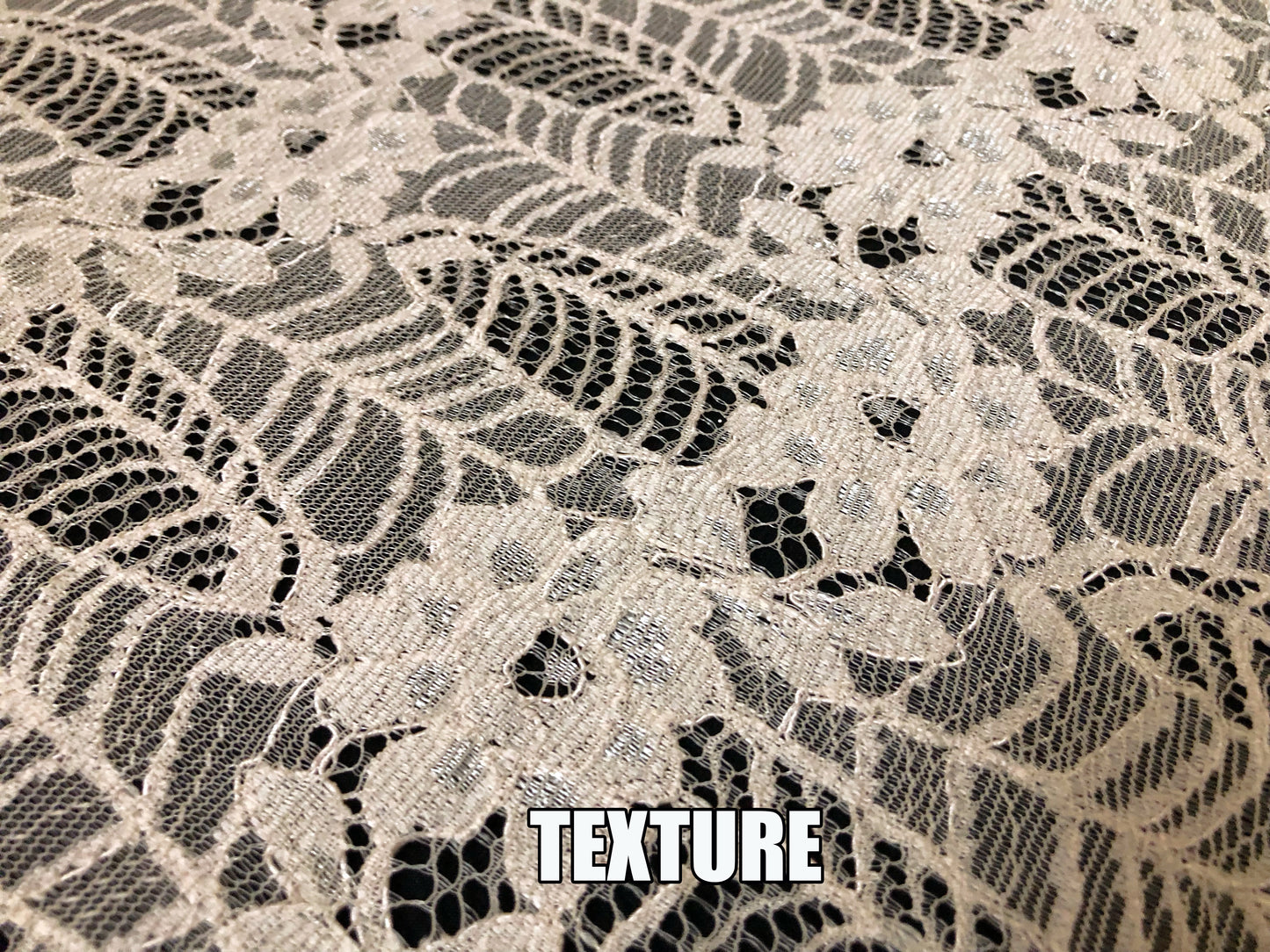 Premium Floral Lace Fabric — Champagne Rosevine (Roses & Leaves) — 100% Polyester, No Stretch, 54" Wide — By the Yard (PLCPR01)