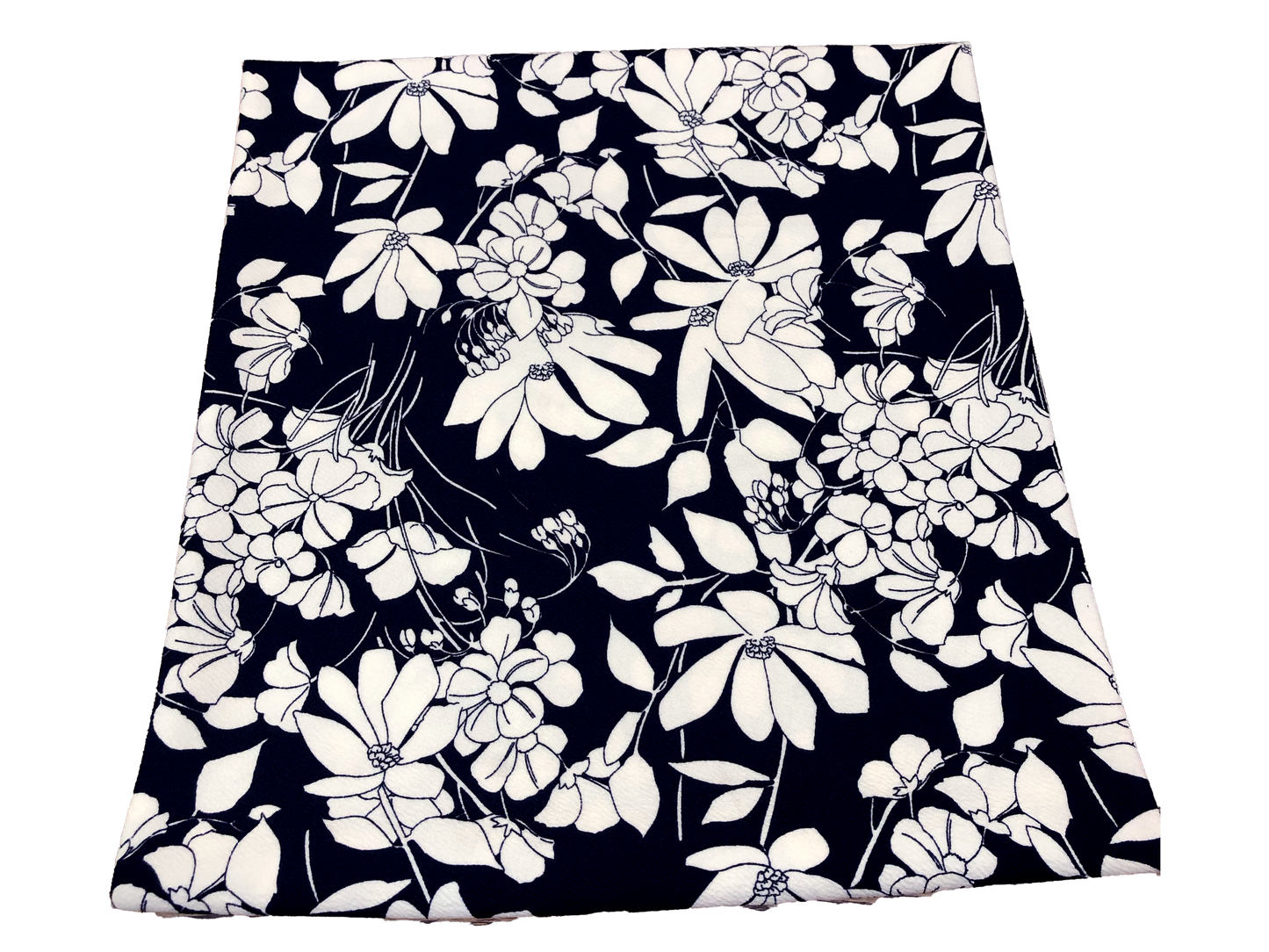 Premium Liverpool Knit Fabric – Navy/White Sketch Floral | 4-Way Stretch, 58" wide, 200 GSM – By the Yard (LVPR361)
