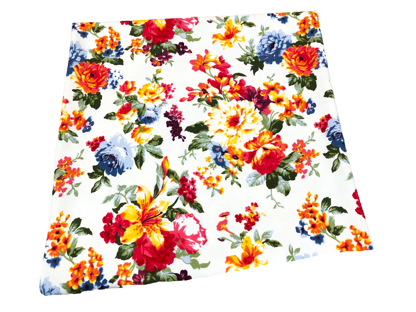 Premium Liverpool Knit Fabric – Ivory/Red Garden Floral | 4-Way Stretch, 58" wide, 200 GSM – By the Yard (LVPR360)