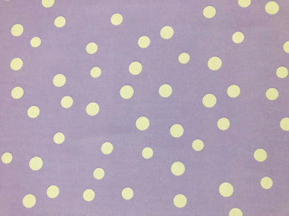 Techno Crepe Printed Fabric| Lavender White 3/4" Polka Dots |TCRP0105 |Sold by the Yard