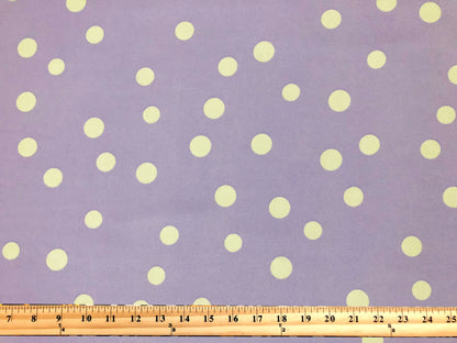 Techno Crepe Printed Fabric| Lavender White 3/4" Polka Dots |TCRP0105 |Sold by the Yard