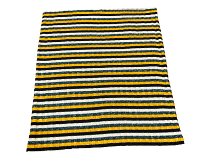 Premium Rib Knit Fabric – Mustard/Teal Vintage Varsity Stripe, 4 Way Stretch, 58” Wide – By the Yard (PRRPR0105)