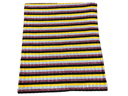 Premium Rib Knit Fabric – Mustard/Burgundy Retro Harvest Stripe, 4 Way Stretch, 58” Wide – By the Yard (PRRPR0104)
