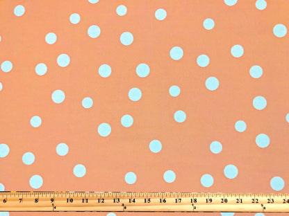 Techno Crepe Printed Fabric| Melon White 3/4" Polka Dots |TCRP0106 |Sold by the Yard