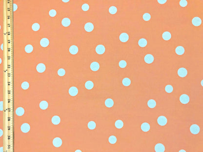 Techno Crepe Printed Fabric| Melon White 3/4" Polka Dots |TCRP0106 |Sold by the Yard